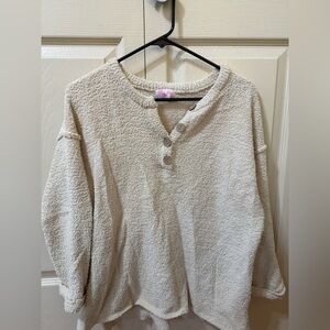 Pink Lily Cream Long Sleeve Sweater Size Small